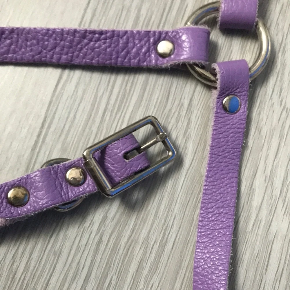 100% LEATHER PURPLE HARNESS LEATHER LINK BUCKLE WOMENS OS